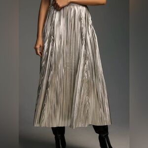 Maeve Metallic Silver A-Line Skirt size 4
